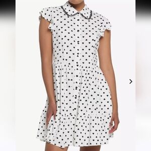 Hot Topic Dress White & Black Heart Collar Dress L